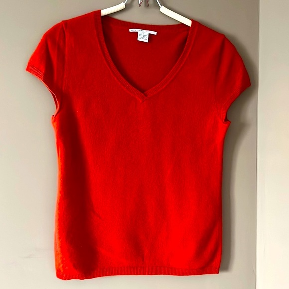 Cashmere sweater short sleeve- burnt orange - Picture 6 of 7